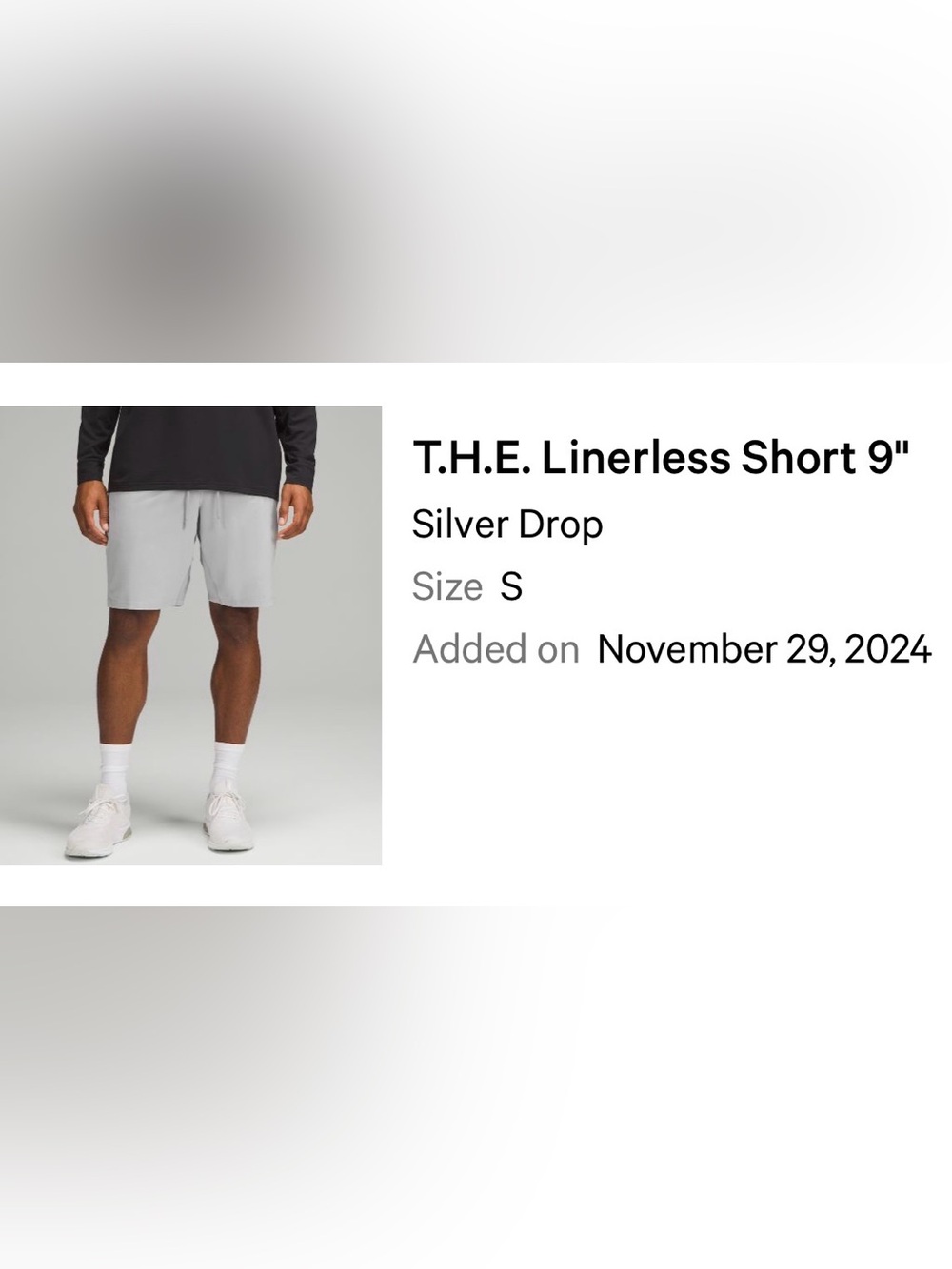 LULULEMON    T.H.E. Linerless Short 9" - Silver Drop - Men's